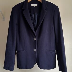 Talbots Women's Navy Blue Blazer Jacket Size 14, Cotton, Two Nautical Buttons